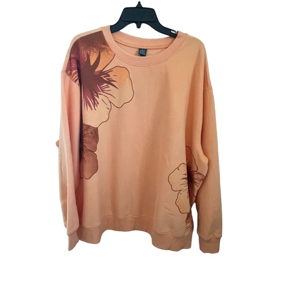Wild Fable Peach Orange Sweatshirt with Flower Design - XL, NWT - Picture 1 of 9